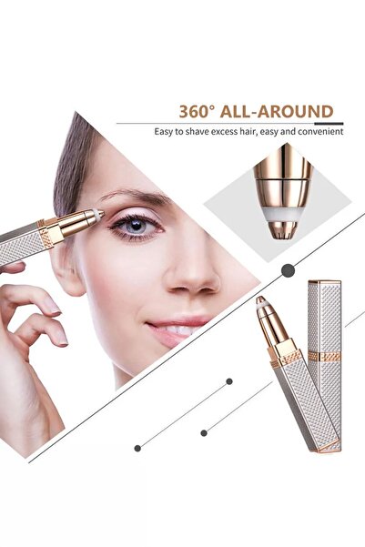 Mobee Yeni Nesil Luxury 2 Başlıklı Şarjlı Işıklı Kaş Bıyık Yüz Çevresi Kadın Tüy Epilasyon Traş Makinesi