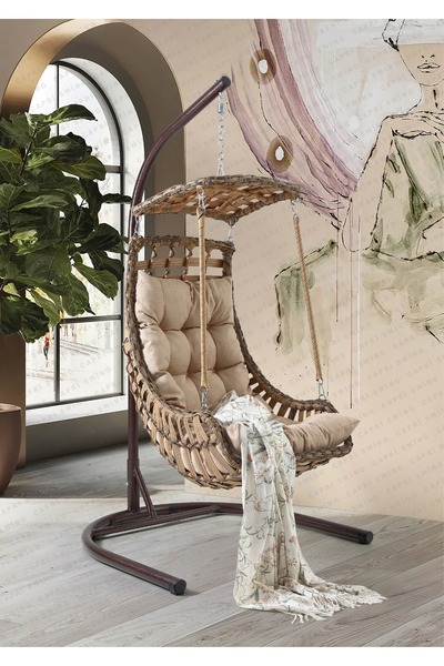 Gardenya Bahçe Capri Swing Alaçatı Rattan Bahçe Ve Balkon Salıncağı