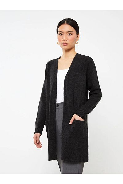 LC Waikiki LCWAIKIKI Classic Shawl Collar Plain Long Sleeve Women's Knitwear Cardigan
