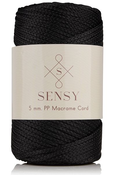 SENSY 5 Mm - 400 gr Ață de macrame din poliester Negru 95 M Ață de macrame din poliester Ață de alimentare și ață de pungă