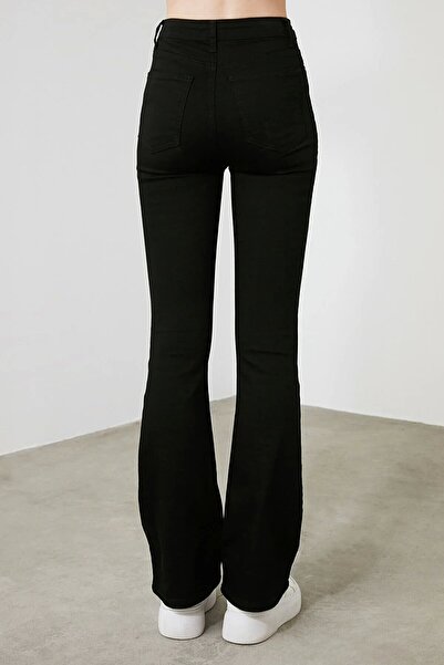 ByCukurovaFrango Monera Women - Μαύρο τζιν Flare χωρίς ξεθώριασμα, ισπανικό τζιν παντελόνι με σούπερ ψηλή μέση και λύκρα