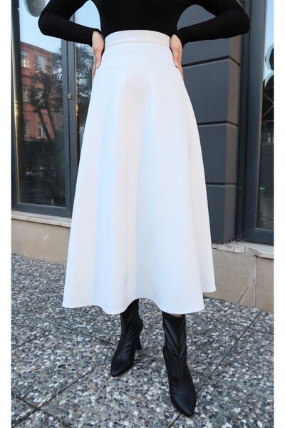 CNG MODA Fusta evazată PUFF SCUBA ALBA