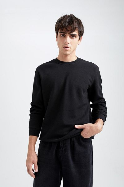 DeFacto Mikina Regular Fit Crew s dlouhým rukávem
