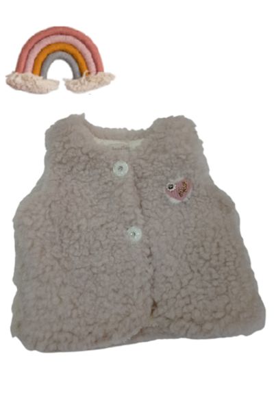 Dandini Buttoned Fleece Baby & Kids Soft Plush Vest Ecru