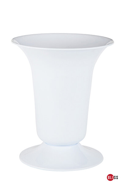 Bliss 6 Lt Dekoratif Çok Amaçlı Silindir Kesme Çiçek Vazosu Şemsiyelik ve Beyaz Saksı