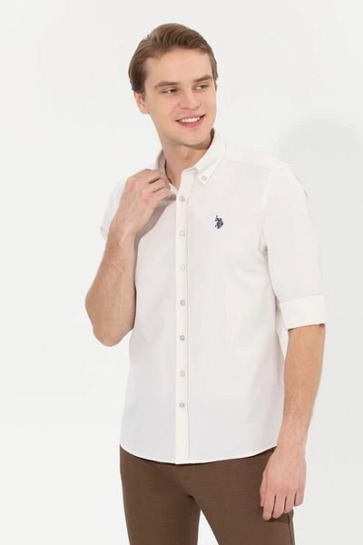 U.S. Polo Assn. US POLO ASSN. Мъжка базова риза с дълъг ръкав от камък