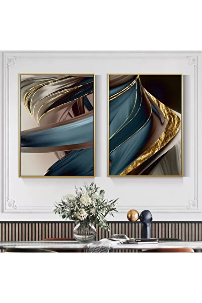 Markazip Altın Metal Çerçeveli 50x70cm Ikili Kanvas Tablo CTN70-K