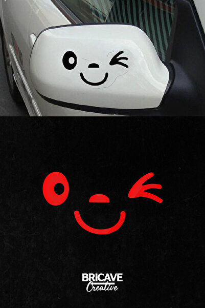 Bricave Gülen Yüz, Emoji Araba-Motosiklet Cam Etiket Sticker 13x7cm