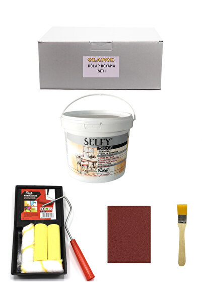 GLANCE Rich Selfy Decor 1 Kg AntikBeyazBeyaz Kendinden Vernikli RuloFırça Set...