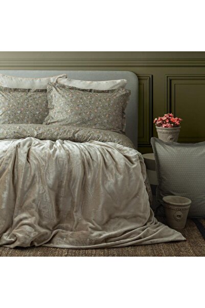 Apricitas HOME MY TOUCH VICTORIA KÜF YEŞİLİ ÇİFT KİŞİLİK NEVRESİM BATTANİYE SETİ