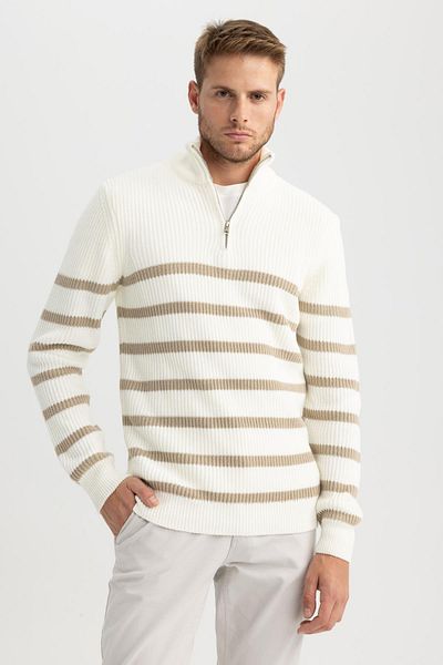 DeFacto Standard Fit Regular Cut Gestreifter Rollkragenpullover B0580ax23wn