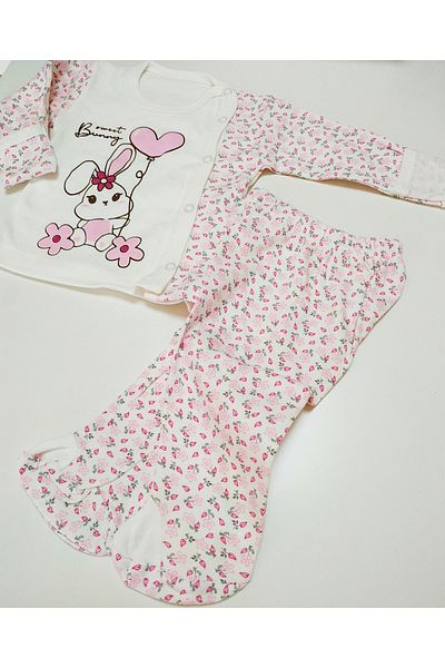 nc gift Cotton Baby Pajama Set with Front Snaps, Booties and Gloves