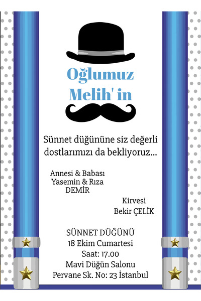 Belinay Sünnet Davetiyesi 400-02 (50 adet)