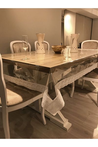 vexillum Τραπεζομάντηλο PVC Λευκό με Δαντέλα 0,40mm Διαφανές Κάλυμμα Τραπεζιού PVC |   Επιτραπέζιο μαξιλάρι |   Διαφανές λαδόπανο