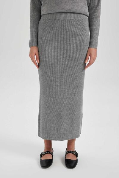 DeFacto Regular Fit Basic Plain Knitwear Maxi sukně B5612Ax23Wn