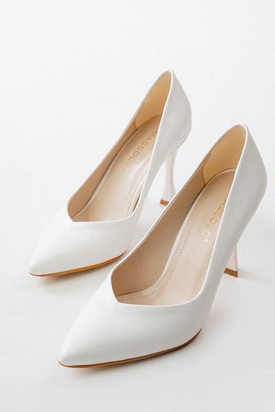 MASSOLE White Stiletto Women's Heeled Shoes V Model New Season Style Heel Stylish Comfortable Original Brand