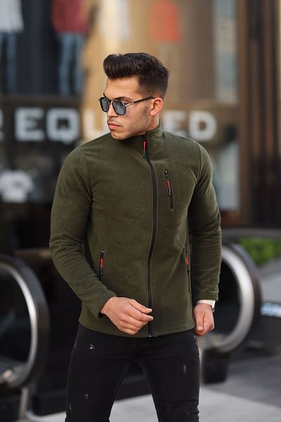 Kozik Σκούρο πράσινο Shoftsell Ανδρικό Fleece Standard Casual Πλήρες φερμουάρ Άνετο 3 τσέπες Ανδρικό Fleece Outdoor