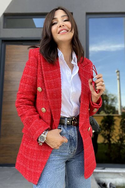 CIQULATA Double-breasted Tweed Jacket