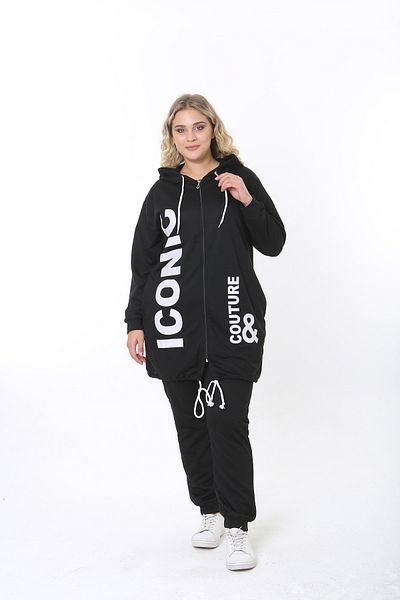 XL Modam Women's Plus Size Winter Viscos Black Bottom Top Set