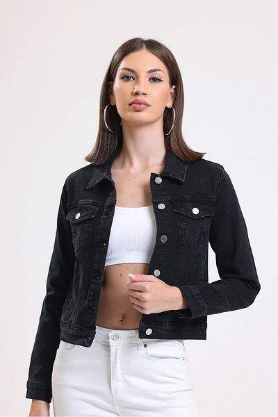 DKmoda Черно базово дънково яке DK001
