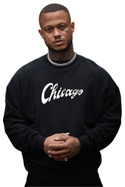 BENROMA Unisex Chicago Printed Crew Neck Sweat