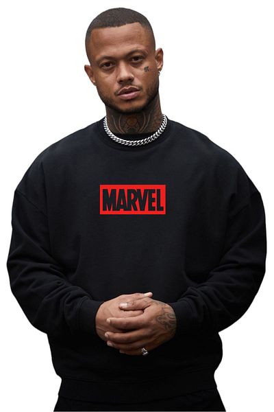 BENROMA Unisex Marvel Printed Crew Neck Sweat
