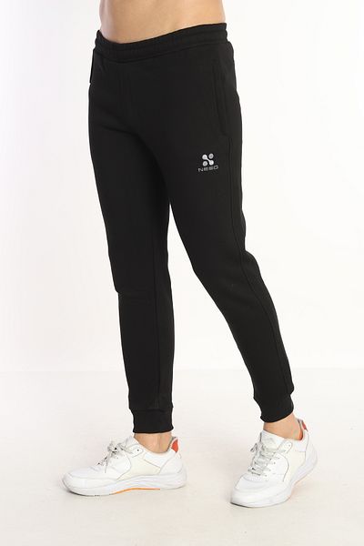 NEED LİFE Men's Black Winter Cotton Elastic Leg Slim Fit Sweatpants