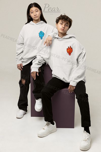 Pear Wear Φούτερ Unisex με στάμπα Fireboy Watergirl Lover κοστούμι oversize