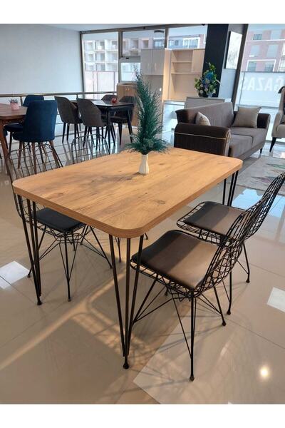 yaşam mobilya Tel Masa Sandalye Takımı Oval Kenarlı