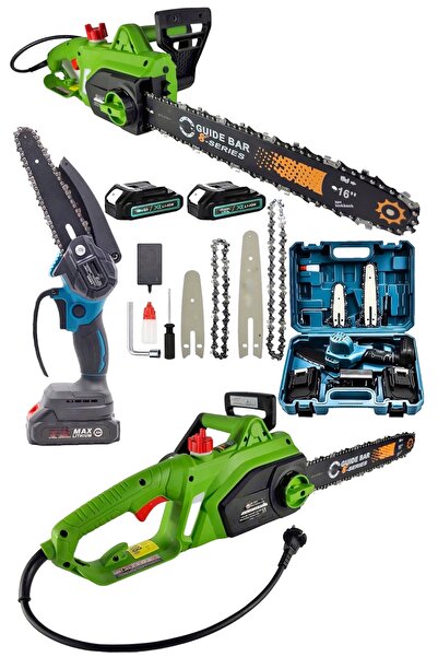 DYNAMİC MAX 2'li SET 4800w Elektrikli Hızar Testere Ağaç Odun Kesme Testeresi...