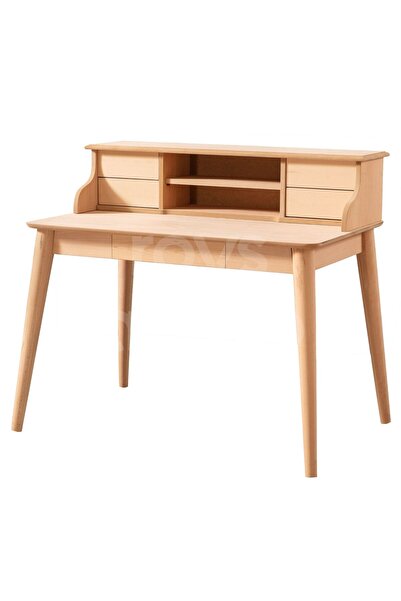 ROYS AHŞAP 5228 Masif Ham 110 Cm Retro Raflı Çalışma Masası