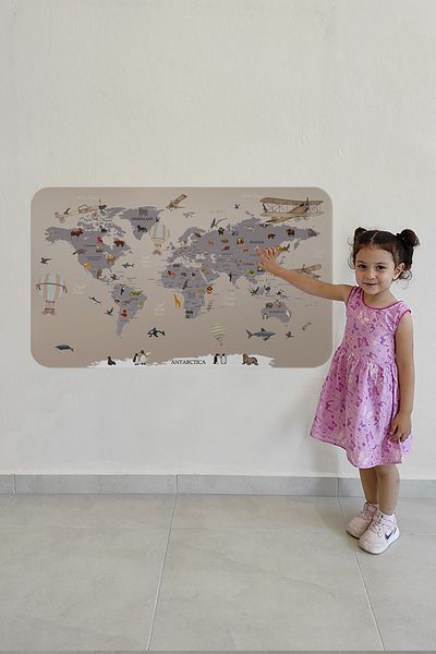 Doğal Tercih Educational World Map World Atlas Children's and Baby's Room Wall Sticker 3814