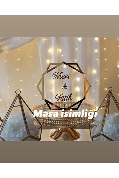 guluslazerkesim Altıgen Söz Nişan Masa İsimliği