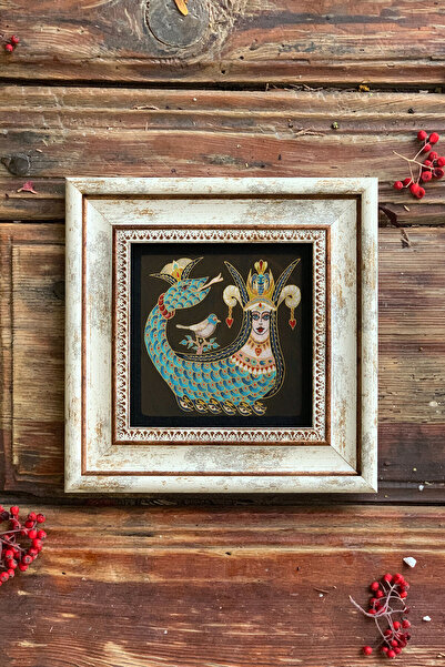 FİNS STONE DECOR Şahmeran Tablo-Çerçeveli Taş Duvar Dekoru Tablo 20x20 cm-Wal...