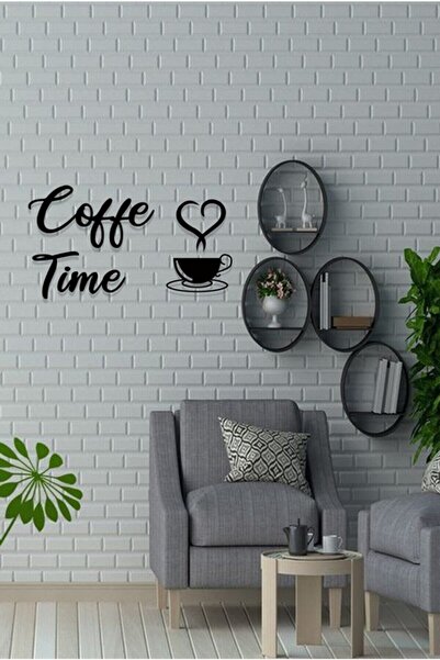 LEYLASER Duvar Için Ahşap Mdf Kahve Köşesi Coffee Time Yazısı 3mm