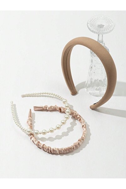 CSR AKSESUAR Set de 3 coroane din satin cu perle