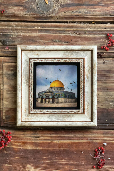 FİNS STONE DECOR Çerçeveli Taş Duvar Dekoru Tablo 20x20 cm Kubbet üs Sahra He...