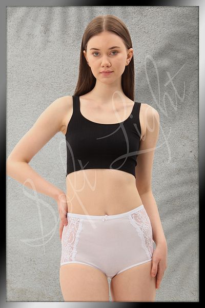 Soft Light سراويل داخلية نسائية عالية الخصر من الدانتيل باللون الأبيض