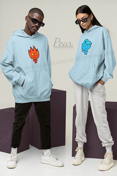 Pear Wear Φούτερ για ζευγάρια με στάμπα Fireboy Watergirl Unisex Oversize Lover Team Hoodie