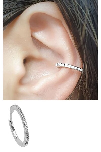 BY DİLEK ÇETİN ACCESSORY Silver kaplama 10 mm Taşlı halka Kıkırdak helix Trag...
