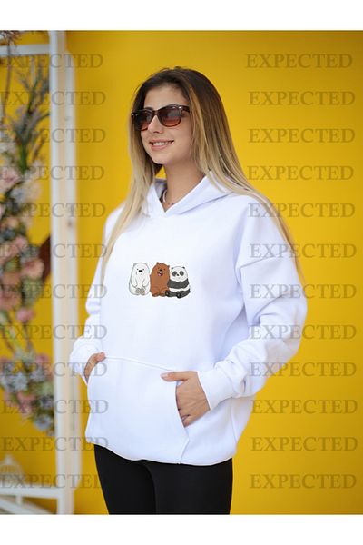 EXPECTED Γυναικείο φούτερ με κουκούλα με κουκούλα με στάμπα με κουκούλα
