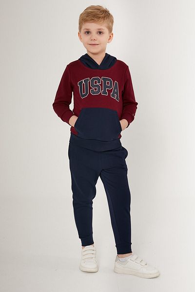 U.S. Polo Assn. BASE. Polo Assn. Boy's Licensed Kangaroo Pocket Tracksuit Set