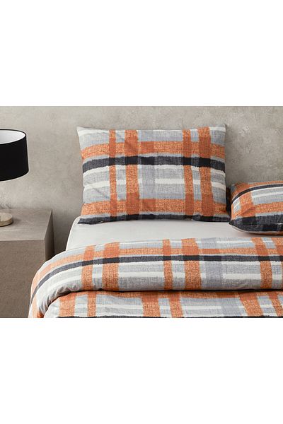 English Home Комплект двоен плик за завивка Meta Check Easy Iron 200x220 см, теракота