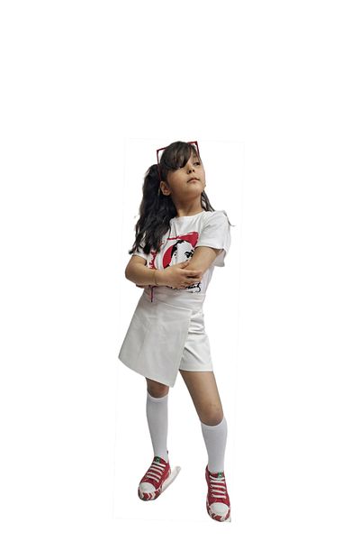 HEPSİMİNNAK Hepsiminnak Girls White Shorts Skirt Whiti Basic Shorts Skirt