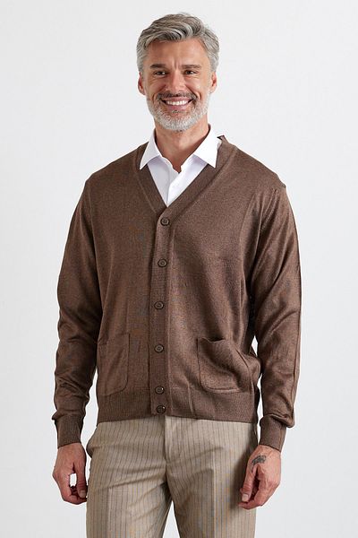 Livio Ferri Men's Standard Fit Regular Cut Pocket Cardigan Knitwear Sweater