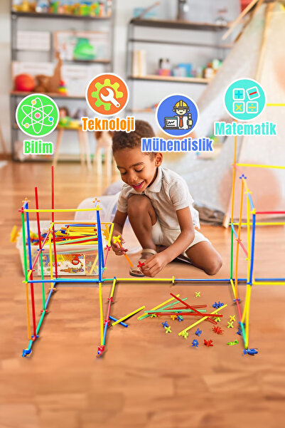 MAROKEN Bambuu Pipet Çubuk 300 Parça Hafıza Ilişki Kurma Zeka Dikkat Çocuk Beceri Gelişim Oyun