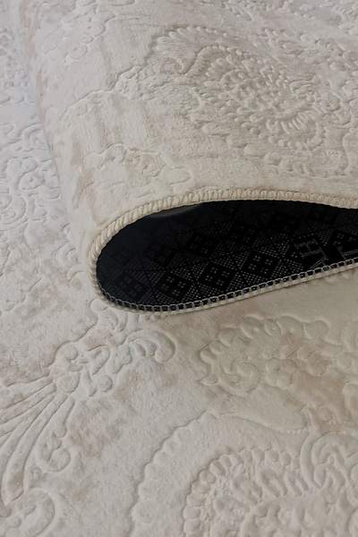 ALgorand Home Beige Non-Slip Base and Embossed Floor Mat Living Room Carpet - Washable