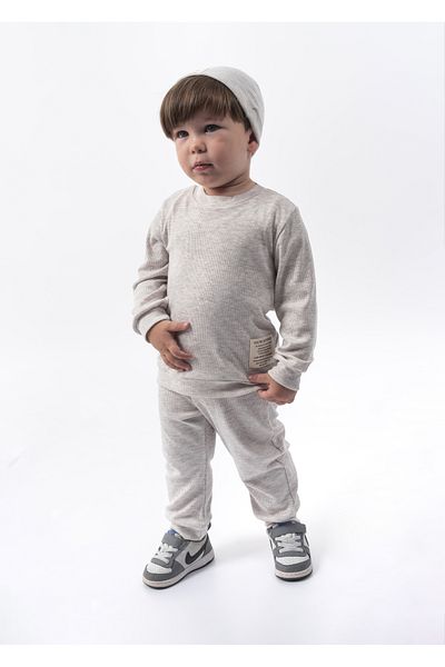 Bubito Pălărie unisex, set de 3 piese pentru partea inferioară și superioară, gri