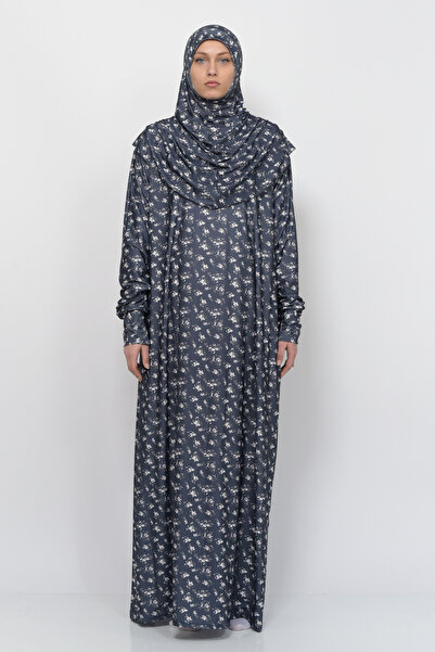 Altobeh Πρακτικό μονοκόμματο λουλουδάτο φόρεμα προσευχής Hijab Lycra με μανίκια 990-0201