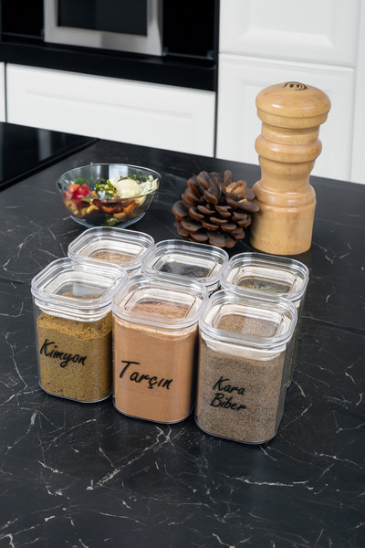 TARÇIN HOMES مجموعة من 6 علب توابل أكريليك شفافة مانعة للتسرب سعة 200 مل مع ع...